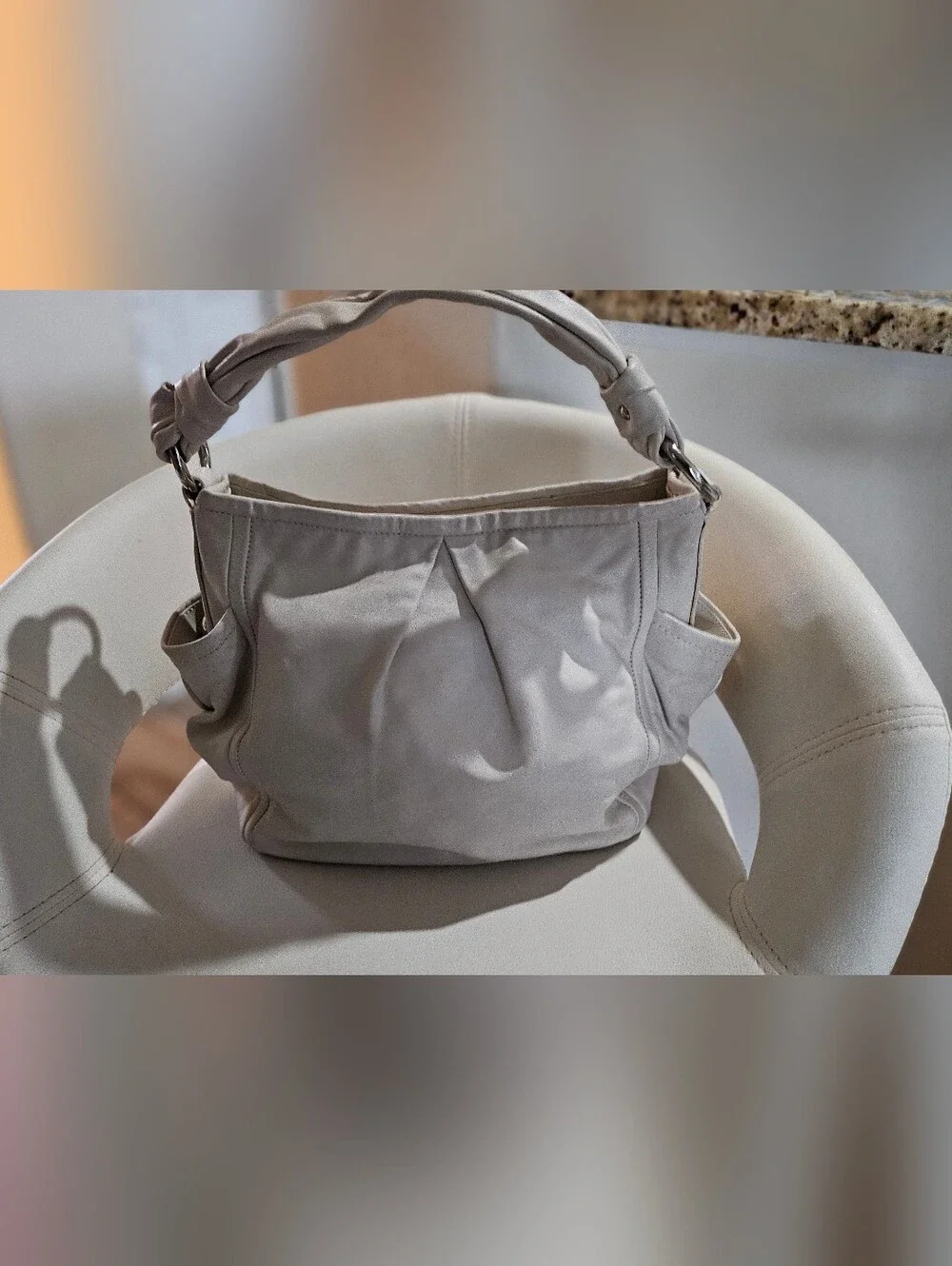 Coach 13412 White Full Grain Leather Shoulder Hobo Bag Tote Purse Silver Hardwar
